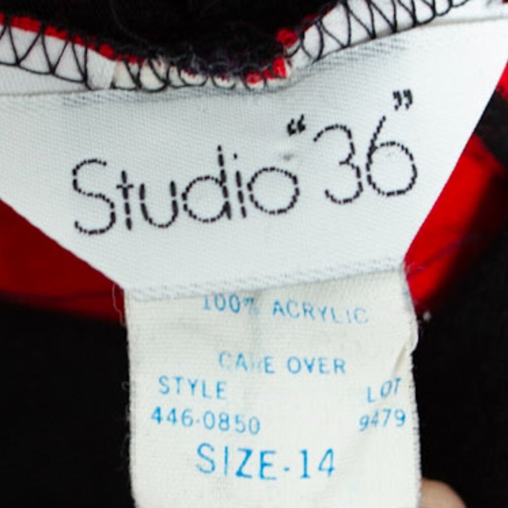 Vintage Studio 36 Black & Red Midi Dress Size Medium - Picture 8 of 8